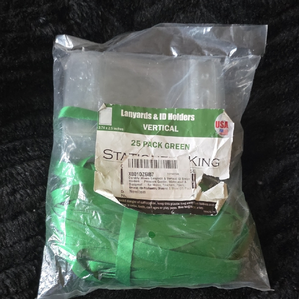 Green Lanyards and ID Holders - 25 Pack